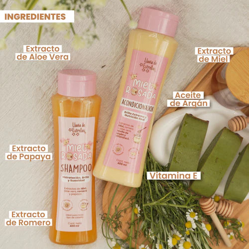 Kit de Shampoo y Acondicionador Miel Rosada - Lluvia De Estrellas