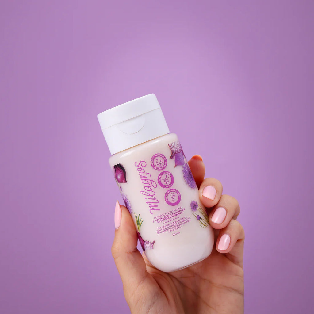 Mini Acondicionador Antifrizz y Fortalecedor Con Extracto de Cebolla y Péptidos - Milagros