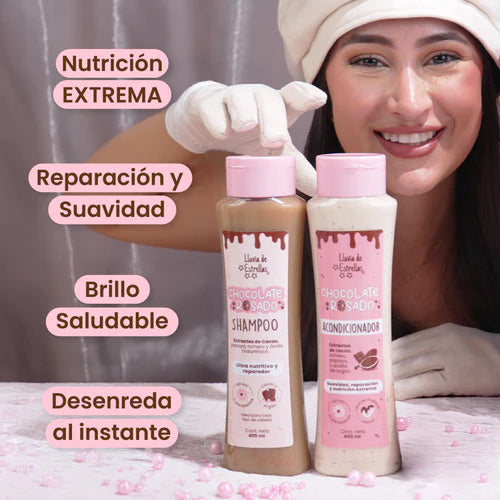Kit de Shampoo y Acondicionador Chocolate Rosado - Lluvia De Estrellas
